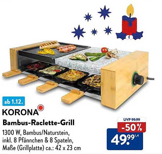 KORONA Bambus-Raclette-Grill