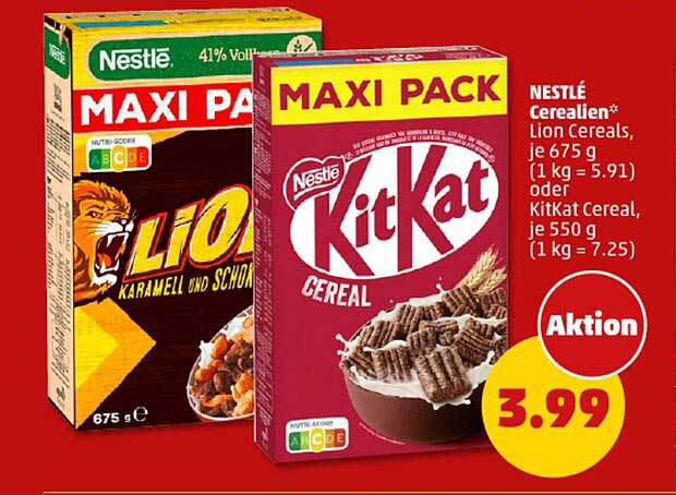 MAXI PACK Lion Karamell und Schokolade  
MAXI PACK NESTLÉ KitKat Cereal  