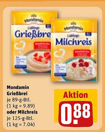 Mondamin Grießbrei oder Milchreis