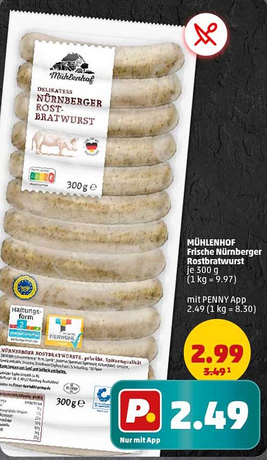 MÜHLENHOF Frische Nürnberger Rostbratwurst