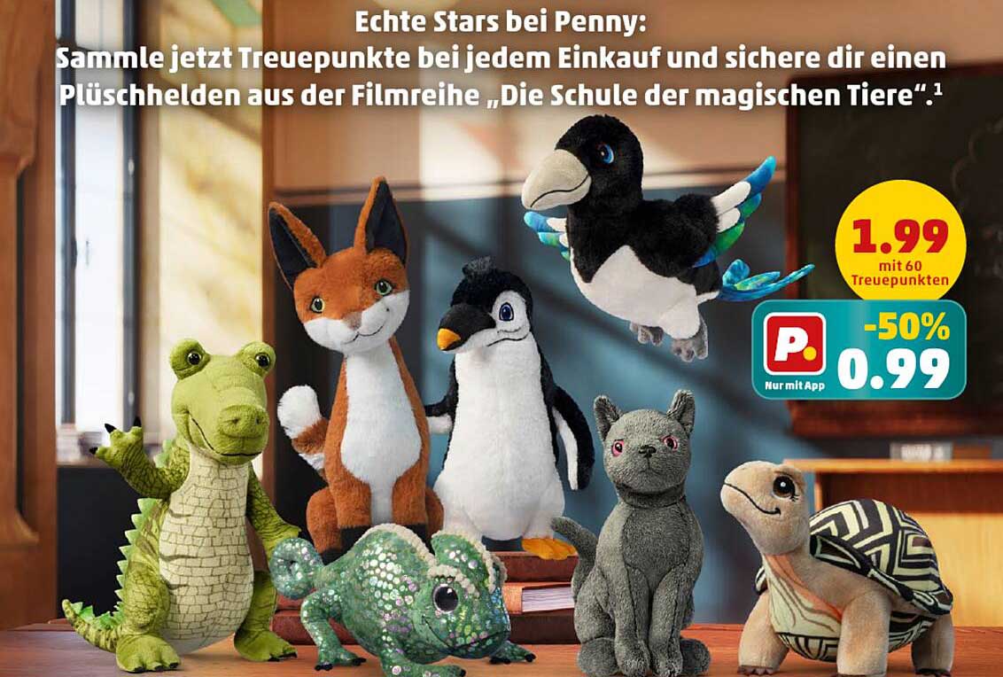 Plüschhelden aus der Filmreihe „Die Schule der magischen Tiere“