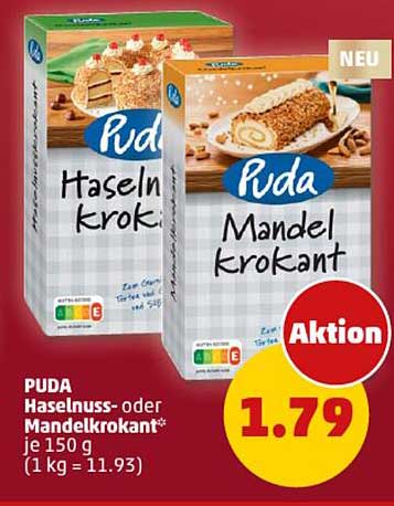 PUDA Haselnuss- oder Mandelkrokant