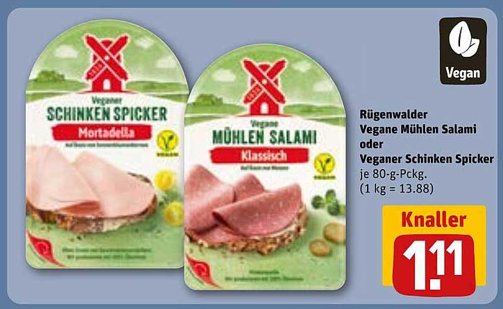 Rügenwalder Vegane Mühlen Salami oder Veganer Schinken Spicker