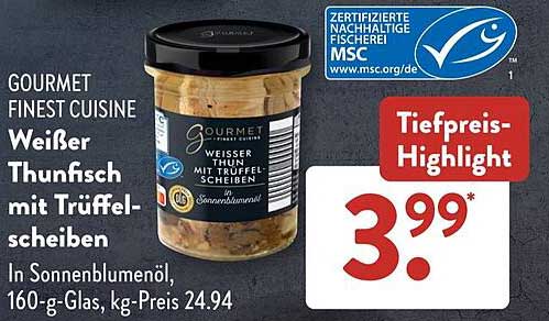 Weißer Thunfisch mit Trüffelscheiben