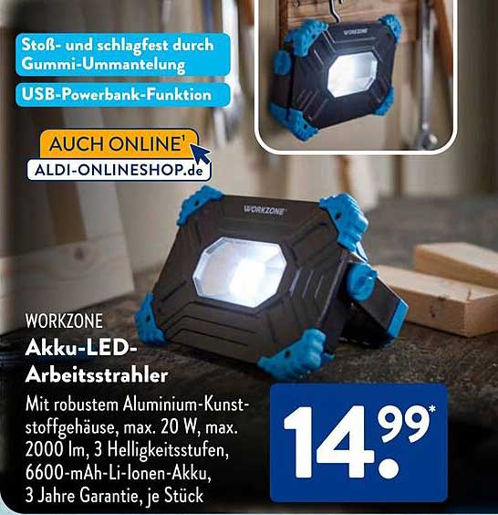 WORKZONE Akku-LED-Arbeitsstrahler