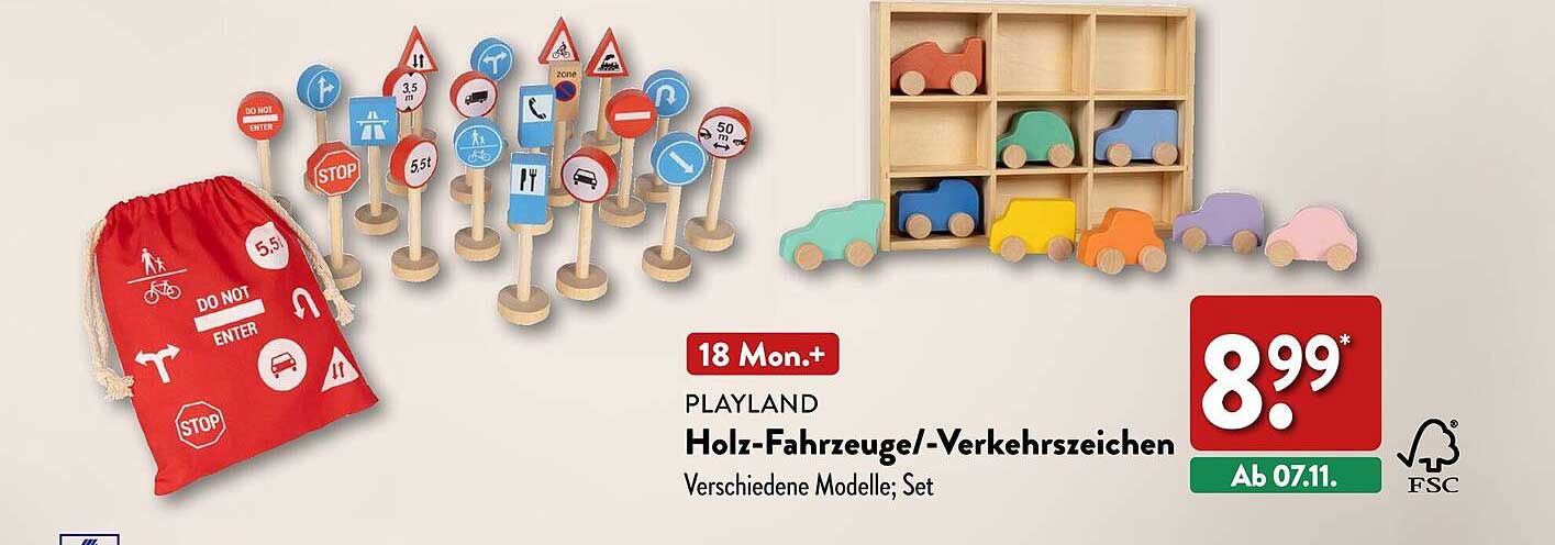 PLAYLAND Holz-Fahrzeuge/-Verkehrszeichen