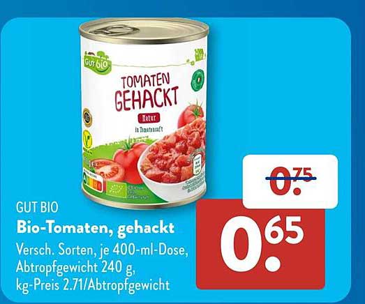 Bio-Tomaten, gehackt