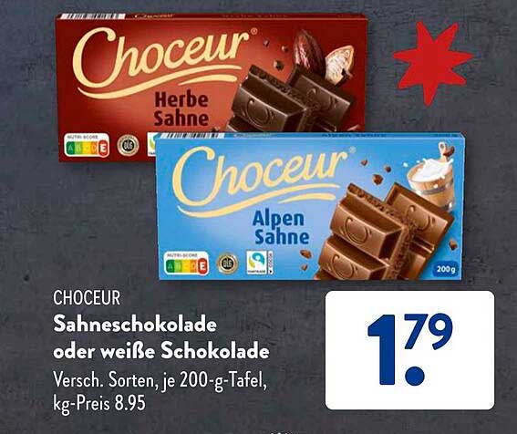 CHOCEUR Sahneschokolade oder weiße Schokolade