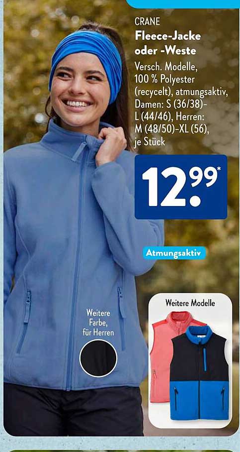 CRANE Fleece-Jacke oder -Weste