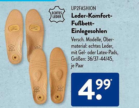 UP2FASHION Leder-Komfort-Fußbett-Einlegesohlen