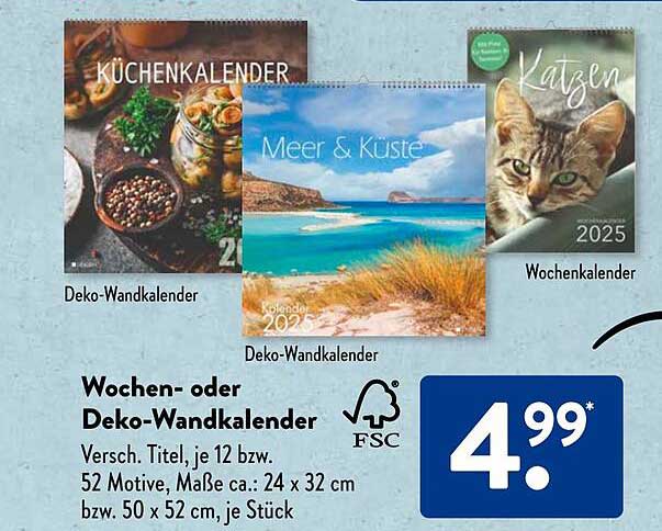 Wochen- oder Deko-Wandkalender