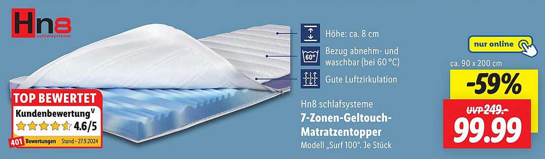 7-Zonen-Geltouch-Matratzentopper