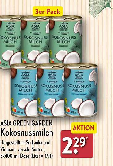 ASIA GREEN GARDEN Kokosnussmilch