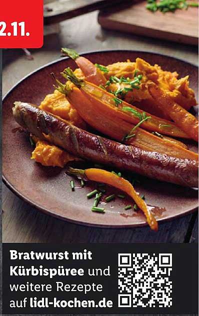 Bratwurst mit Kürbispüree