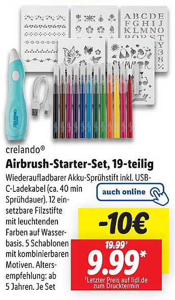 crelando® Airbrush-Starter-Set, 19-teilig