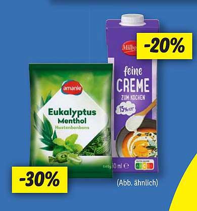 Eukalyptus Menthol Hustenbonbons  
feine CREME zum Kochen