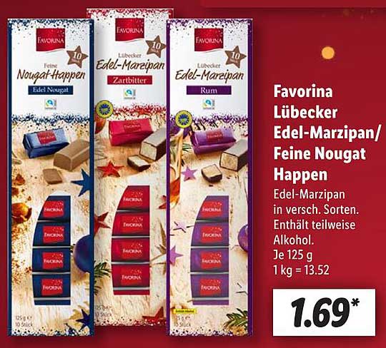 Favorina Lübecker Edel-Marzipan/Feine Nougat Happen