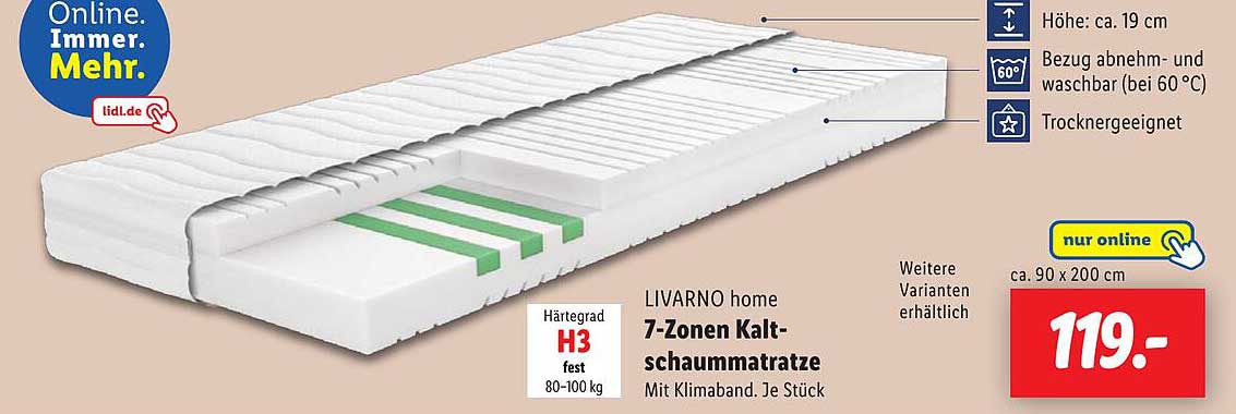 LIVARNO home 7-Zonen Kaltschaummatratze