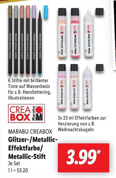 MARABU CREABOX Glitzer-/Metallic-Effektfarbe/Metallic-Stift