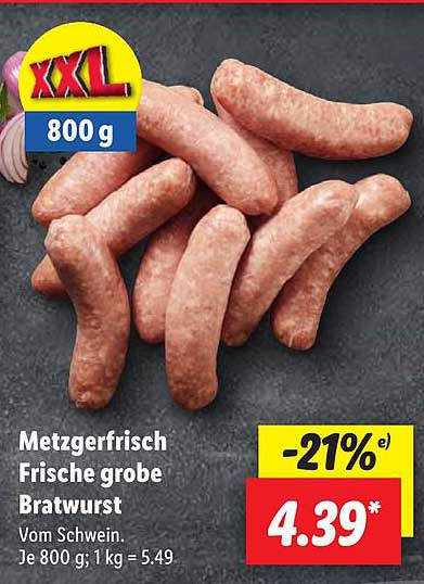 Metzgerfrisch Frische grobe Bratwurst