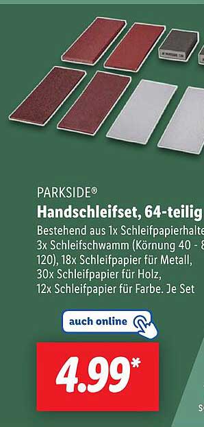 PARKSIDE® Handschleifset, 64-teilig