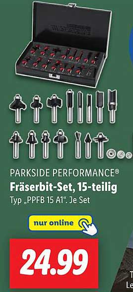 PARKSIDE PERFORMANCE® Fräserbit-Set, 15-teilig