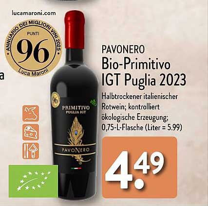 PAVONERO Bio-Primitivo IGT Puglia 2023