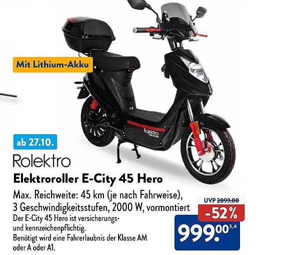 Rolectro Elektroroller E-City 45 Hero