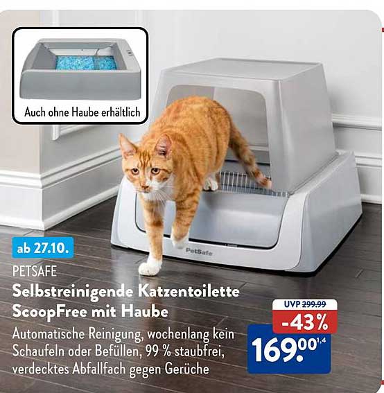 Selbstreinigende Katzentoilette ScoopFree mit Haube