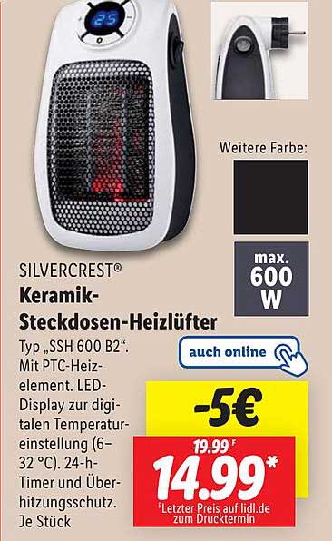 SILVERCREST® Keramik-Steckdosen-Heizlüfter