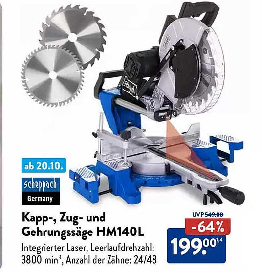 Kapp-, Zug- und Gehrungssäge HM140L