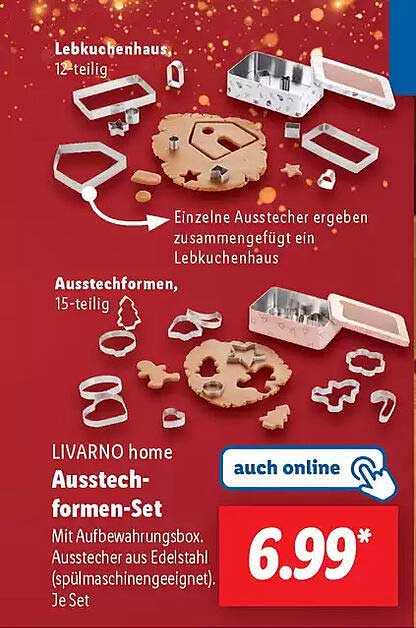 Lebkuchenhaus 12-teilig  
Austecherformen, 15-teilig  
LIVARNO home Ausstechformen-Set  