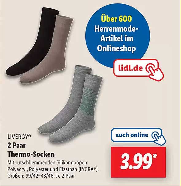 LIVERGY® 2 Paar Thermo-Socken