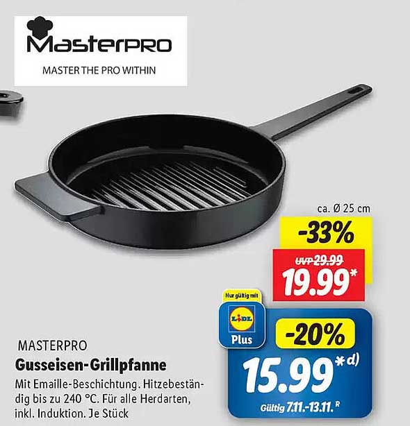 MASTERPRO Gusseisen-Grillpfanne