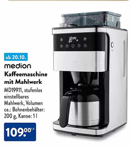 medion Kaffeemaschine mit Mahlwerk