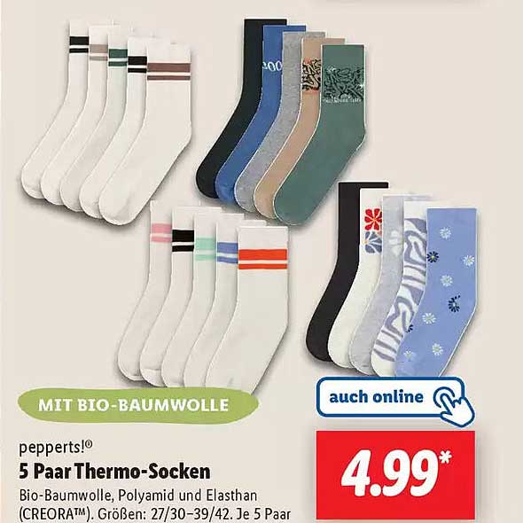 pepperts!® 5 Paar Thermo-Socken