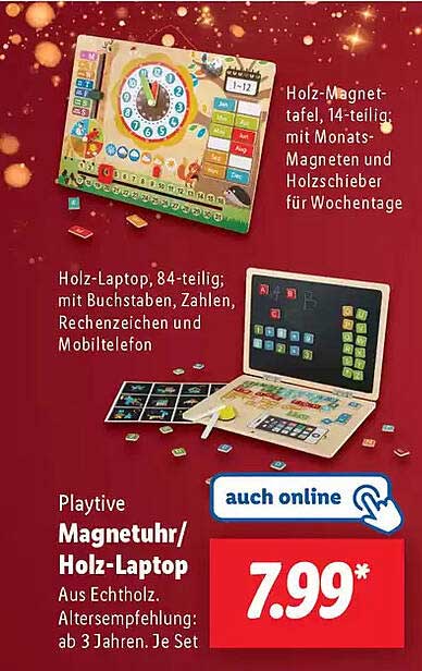 Playtive Magnetuhr/ Holz-Laptop