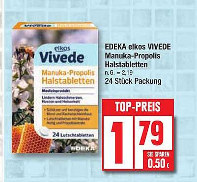 EDEKA elkos VIVEDE Manuka-Propolis Halstabletten