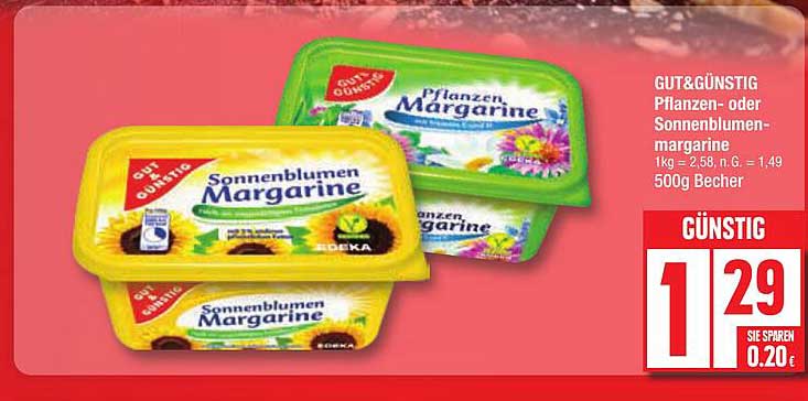 GUT&GÜNSTIG Pflanzen- oder Sonnenblumenmargarine