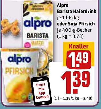 Alpro Barista Haferdrink oder Soja Pfirsich