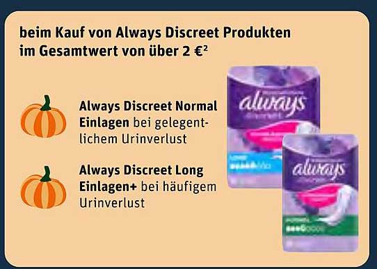 Always Discreet Normal Einlagen  
Always Discreet Long Einlagen+  