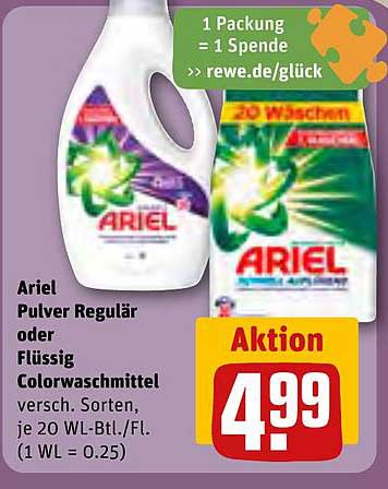 Ariel Pulver Regular oder Flüssig Colorwaschmittel