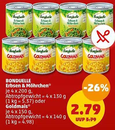 BONDUELLE Erbsen & Möhren*  
Goldmais