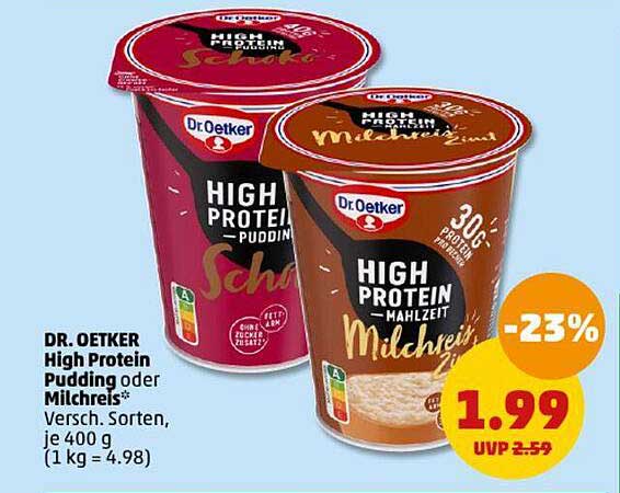 Dr. Oetker High Protein Pudding oder Milchreis