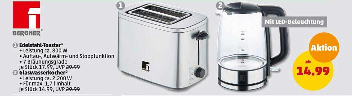 Edelstahl-Toaster  
Glaswasserkocher  