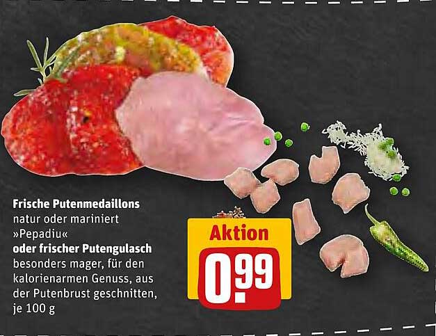 Frische Putenmedaillons oder frischer Putengulasch