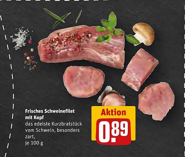 Frisches Schweinefilet mit Kopf