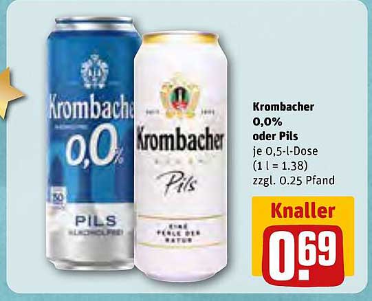 Krombacher 0,0% oder Pils