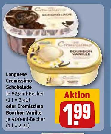 Langnese Cremissimo Schokolade oder Cremissimo Bourbon Vanille