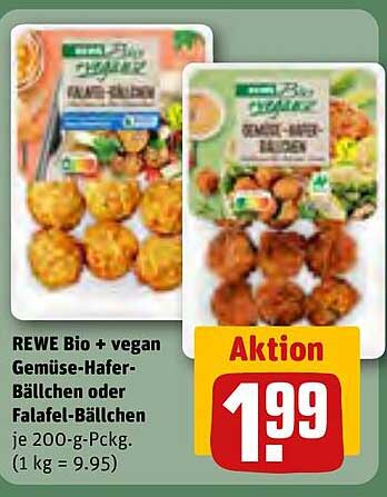 REWE Bio + vegan Gemüse-Hafer-Bällchen oder Falafel-Bällchen